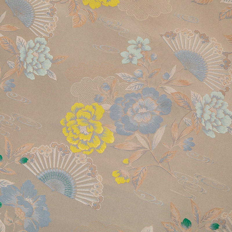 Peony Flower Silk Brocade Fabric: 55"W Upholstery & Costume