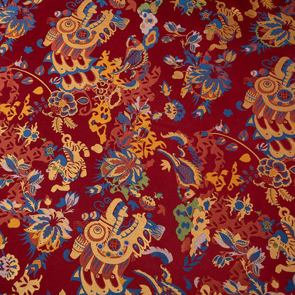 Silk Brocade Fabric: 55"W Dancing Dragon Upholstery, Costume, & Decor