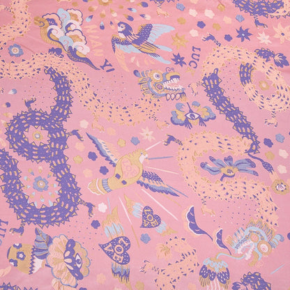 Silk Brocade Fabric: 55"W Dancing Dragon Upholstery, Costume, & Decor