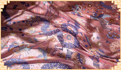 Silk Brocade Fabric: 55"W Dancing Dragon Upholstery, Costume, & Decor