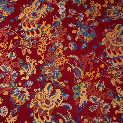 Silk Brocade Fabric: 55"W Dancing Dragon Upholstery, Costume, & Decor
