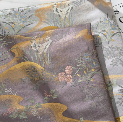 Nishijin Weave Fabric: Japanese Style Floral Silk Rayon Blend