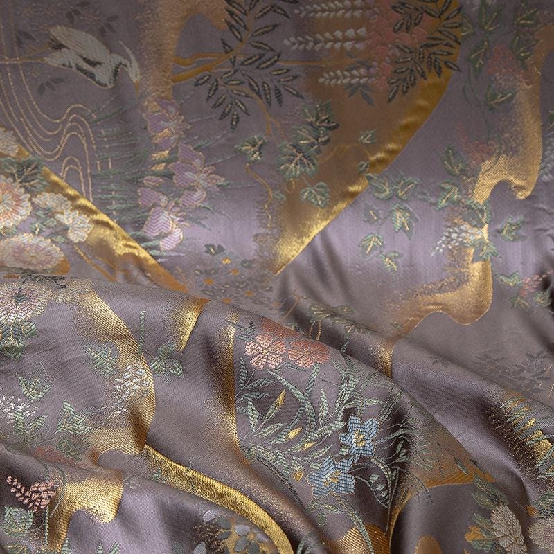Nishijin Weave Fabric: Japanese Style Floral Silk Rayon Blend