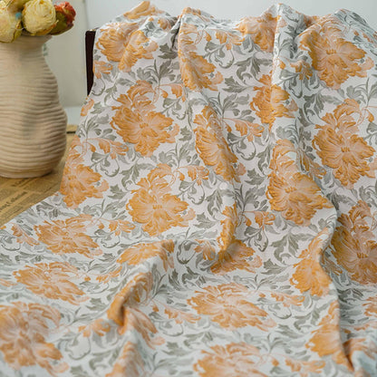Floral Jacquard Embossed Fabric: Retro Upholstery, Dress, Curtain - 63"W