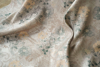 Floral Jacquard Woven Fabric: Gold Thread Embossed Pattern, 63" Wide