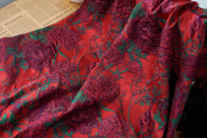 Jacquard Embossed Fabric: 3D Floral Bird Upholstery, Dress, Curtain - 53"W