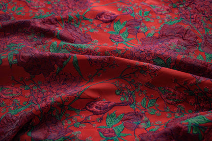 Jacquard Embossed Fabric: 3D Floral Bird Upholstery, Dress, Curtain - 53"W