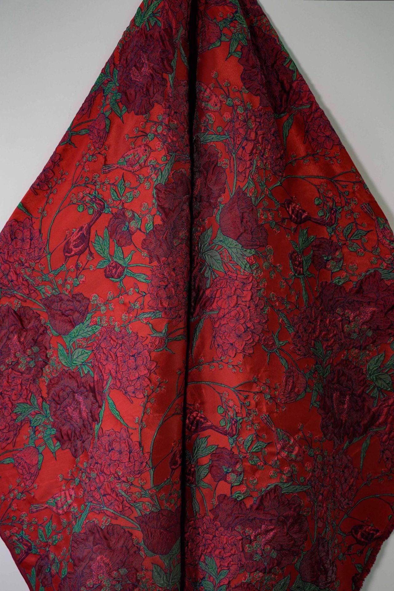 Jacquard Embossed Fabric: 3D Floral Bird Upholstery, Dress, Curtain - 53"W