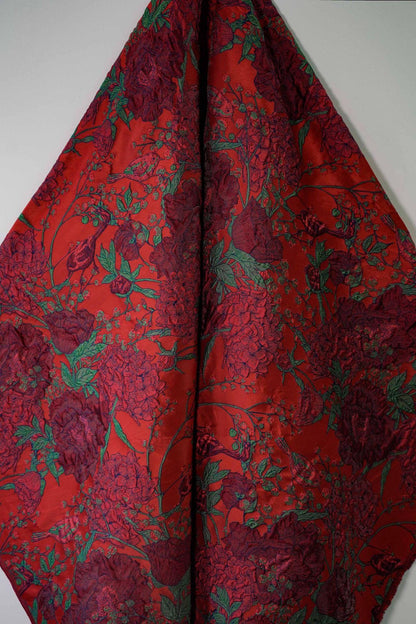 Jacquard Embossed Fabric: 3D Floral Bird Upholstery, Dress, Curtain - 53"W