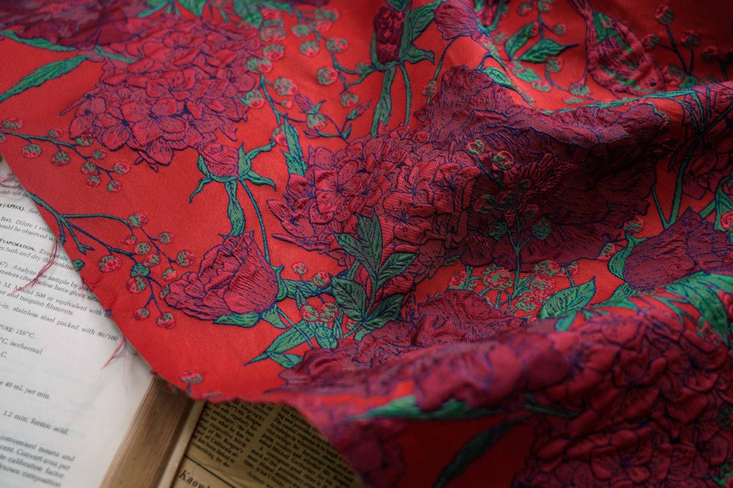 Jacquard Embossed Fabric: 3D Floral Bird Upholstery, Dress, Curtain - 53"W