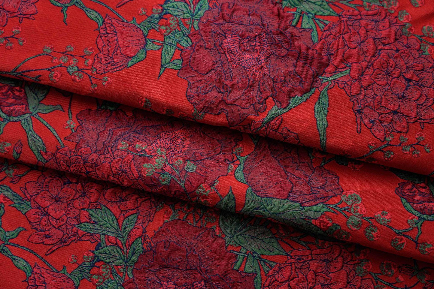 Jacquard Embossed Fabric: 3D Floral Bird Upholstery, Dress, Curtain - 53"W