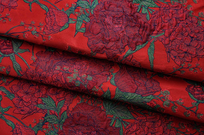 Jacquard Embossed Fabric: 3D Floral Bird Upholstery, Dress, Curtain - 53"W