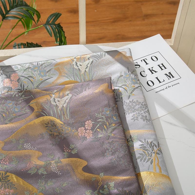 Nishijin Weave Fabric: Japanese Style Floral Silk Rayon Blend