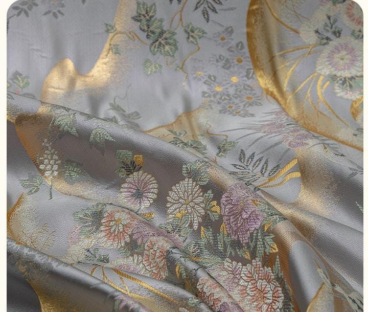 Nishijin Weave Fabric: Japanese Style Floral Silk Rayon Blend