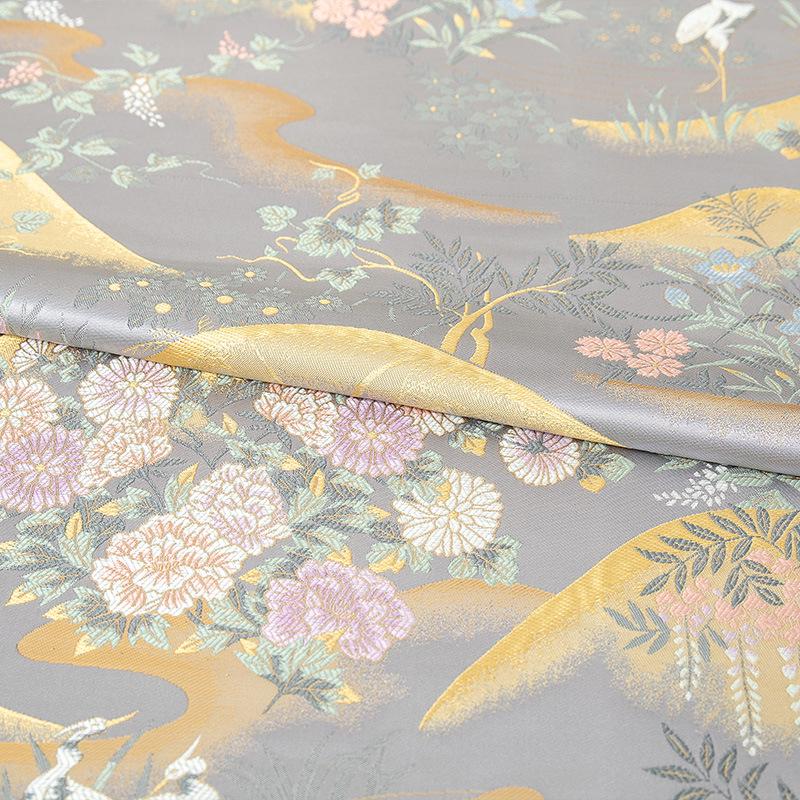 Nishijin Weave Fabric: Japanese Style Floral Silk Rayon Blend