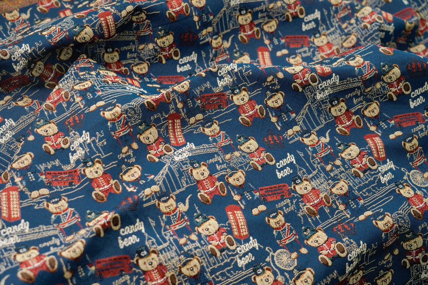 Cartoon Bear Jacquard Fabric, 60/40 Polyester/Cotton, 55"W