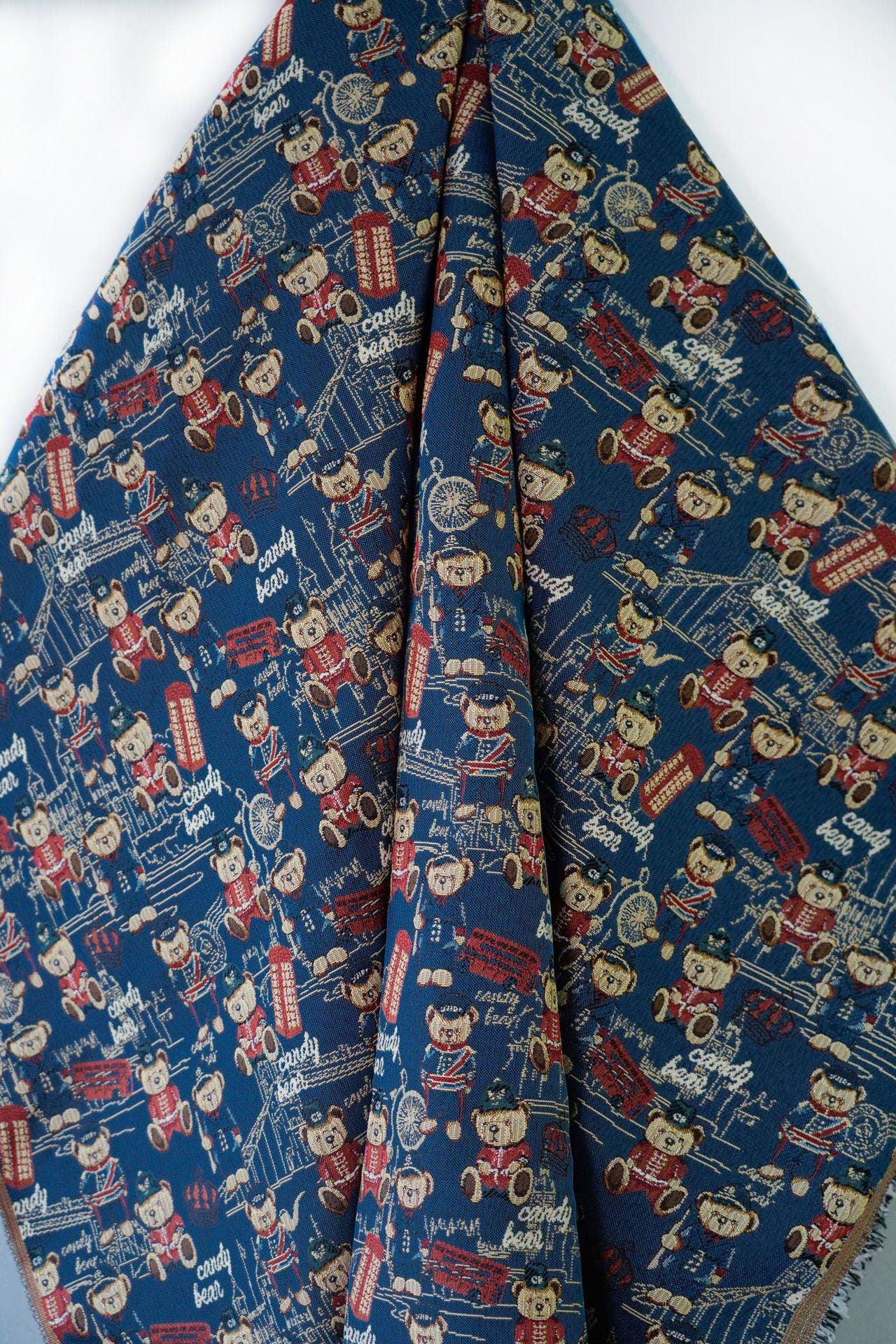 Cartoon Bear Jacquard Fabric, 60/40 Polyester/Cotton, 55"W