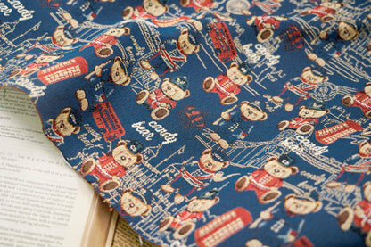 Cartoon Bear Jacquard Fabric, 60/40 Polyester/Cotton, 55"W