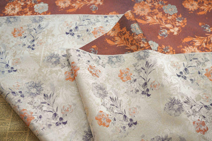 Floral Jacquard Woven Fabric: Gold Thread Embossed Pattern, 63" Wide