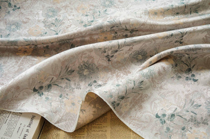 Floral Jacquard Woven Fabric: Gold Thread Embossed Pattern, 63" Wide