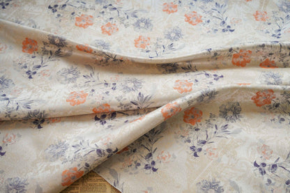 Floral Jacquard Woven Fabric: Gold Thread Embossed Pattern, 63" Wide