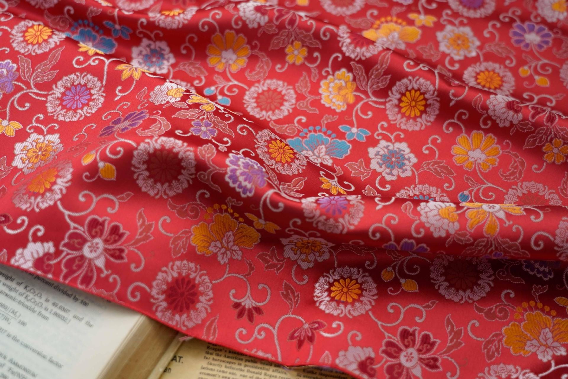 Floral Brocade Fabric: 63"W Daisy Design, Costume & Decor