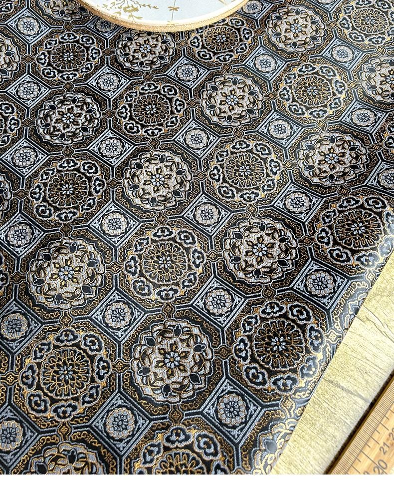 Japanese Kinran Brocade Fabric: Kimono, Geisha Bowknot, Upholstery (59"W)