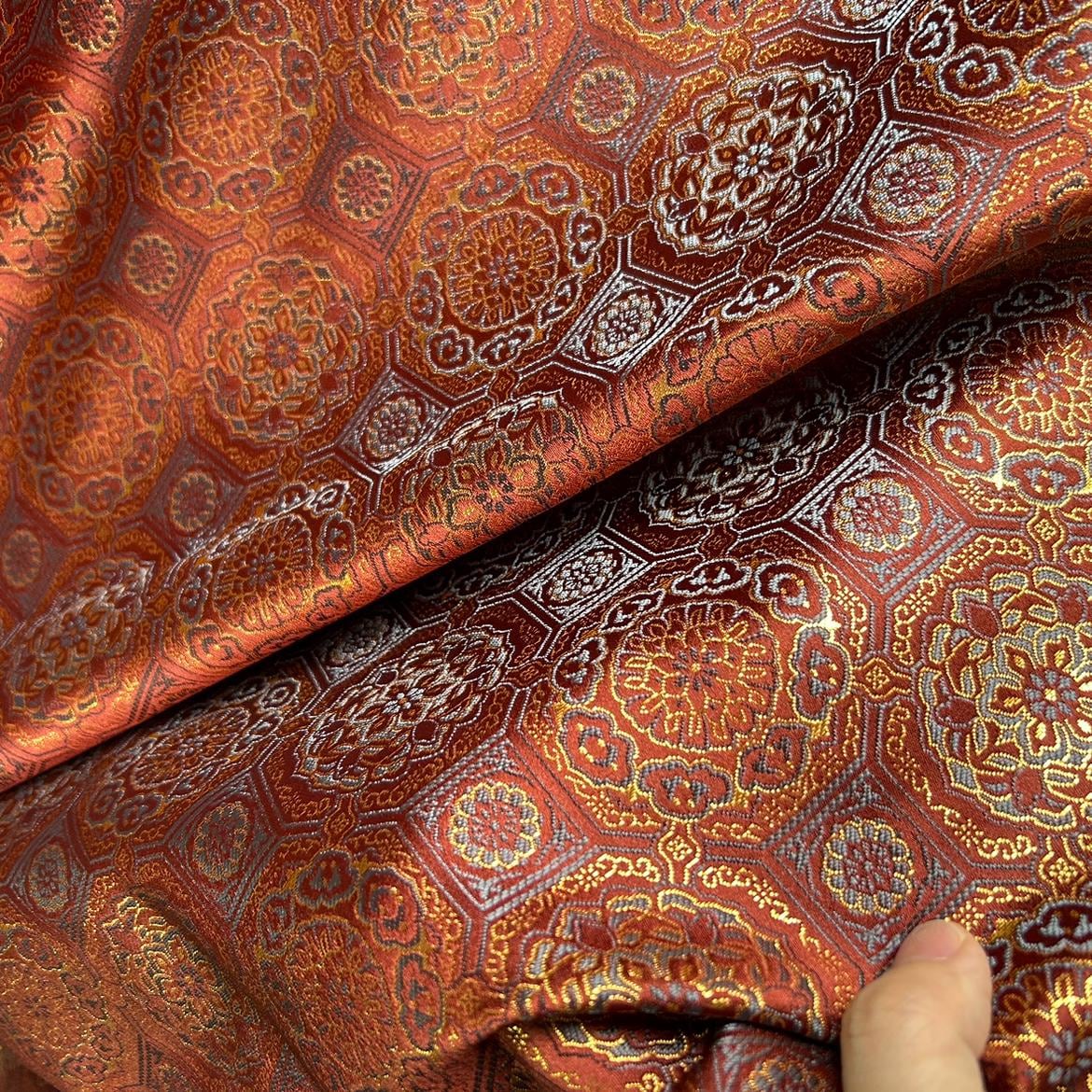 Japanese Kinran Brocade Fabric: Kimono, Geisha Bowknot, Upholstery (59"W)