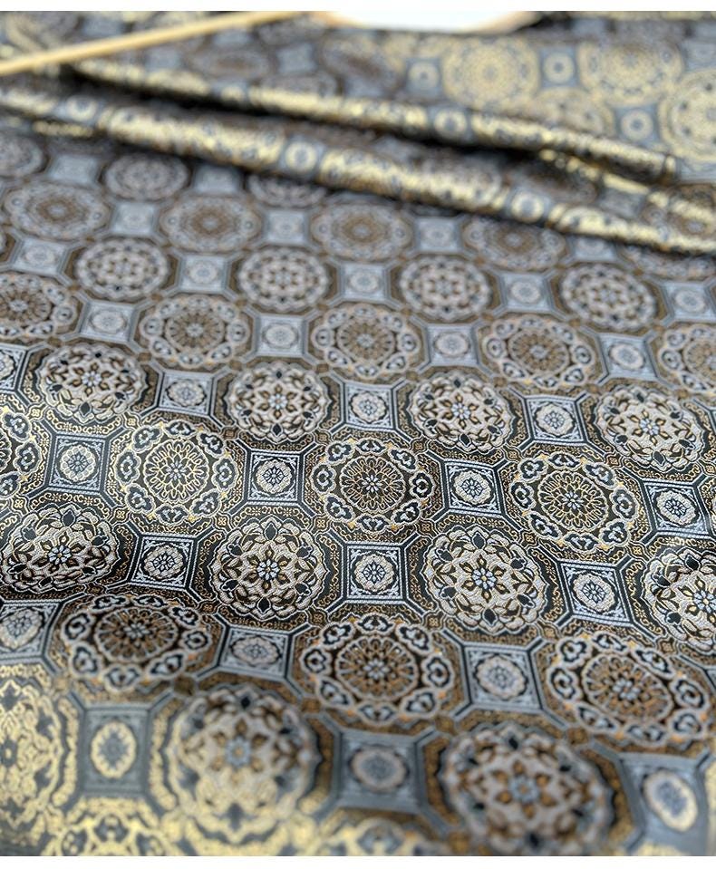 Japanese Kinran Brocade Fabric: Kimono, Geisha Bowknot, Upholstery (59"W)