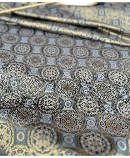 Japanese Kinran Brocade Fabric: Kimono, Geisha Bowknot, Upholstery (59"W)