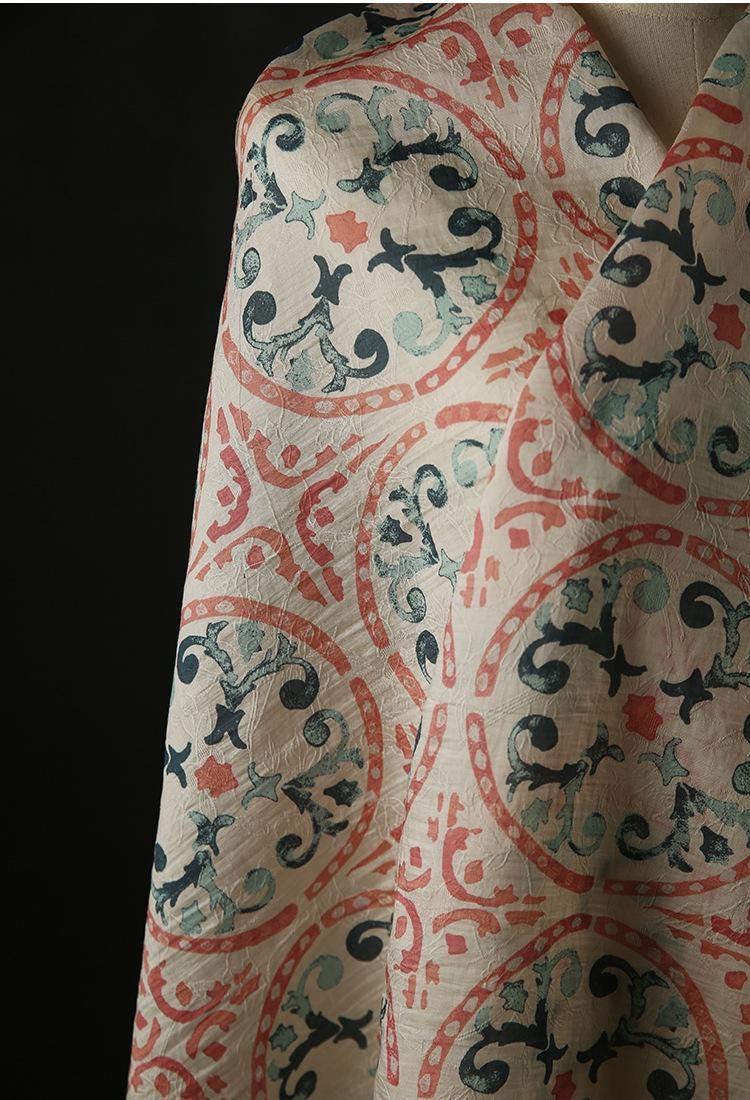 Tencel Ramie Fabric: Dunhuang Print, Sewing & Upholstery - By The Meter