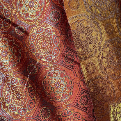 Japanese Kinran Brocade Fabric: Kimono, Geisha Bowknot, Upholstery (59"W)