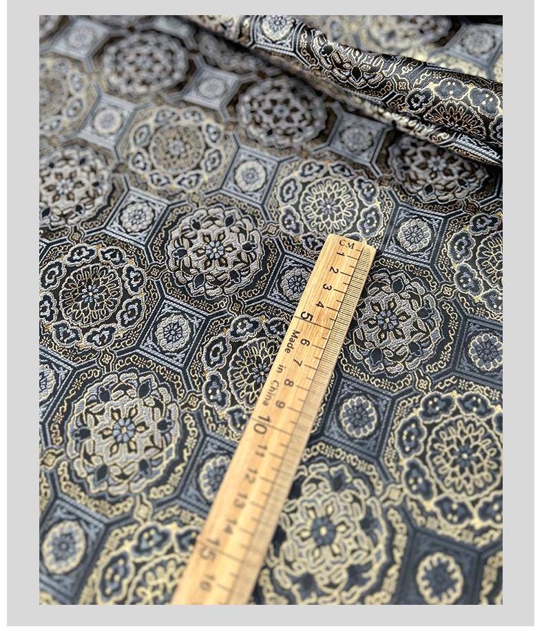 Japanese Kinran Brocade Fabric: Kimono, Geisha Bowknot, Upholstery (59"W)