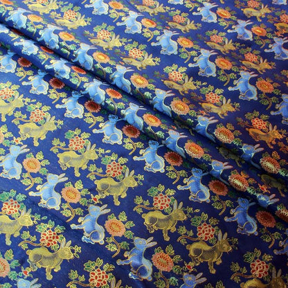 Silver Crane Brocade Fabric: 58"W Rayon Blend, Cheongsam Sewing