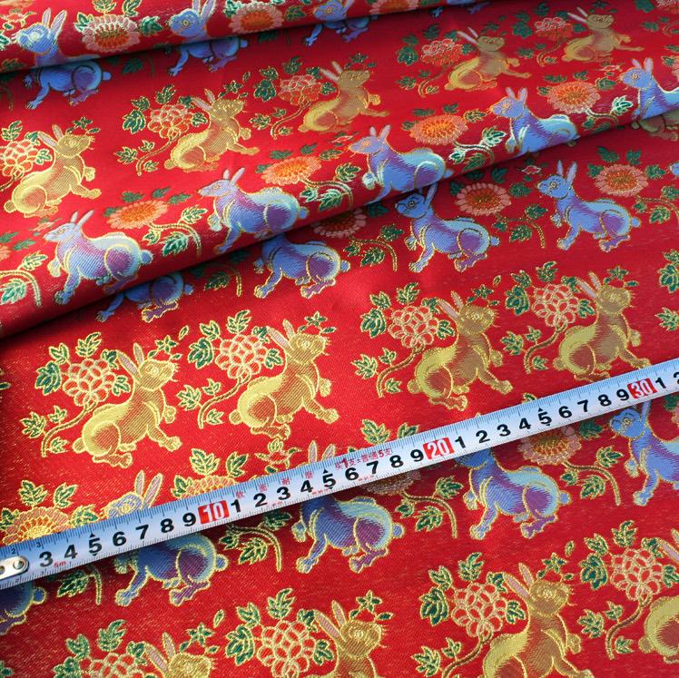 Silver Crane Brocade Fabric: 58"W Rayon Blend, Cheongsam Sewing