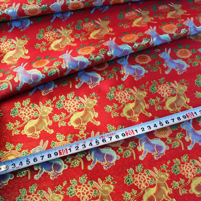Silver Crane Brocade Fabric: 58"W Rayon Blend, Cheongsam Sewing