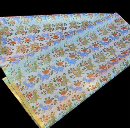 Silver Crane Brocade Fabric: 58"W Rayon Blend, Cheongsam Sewing