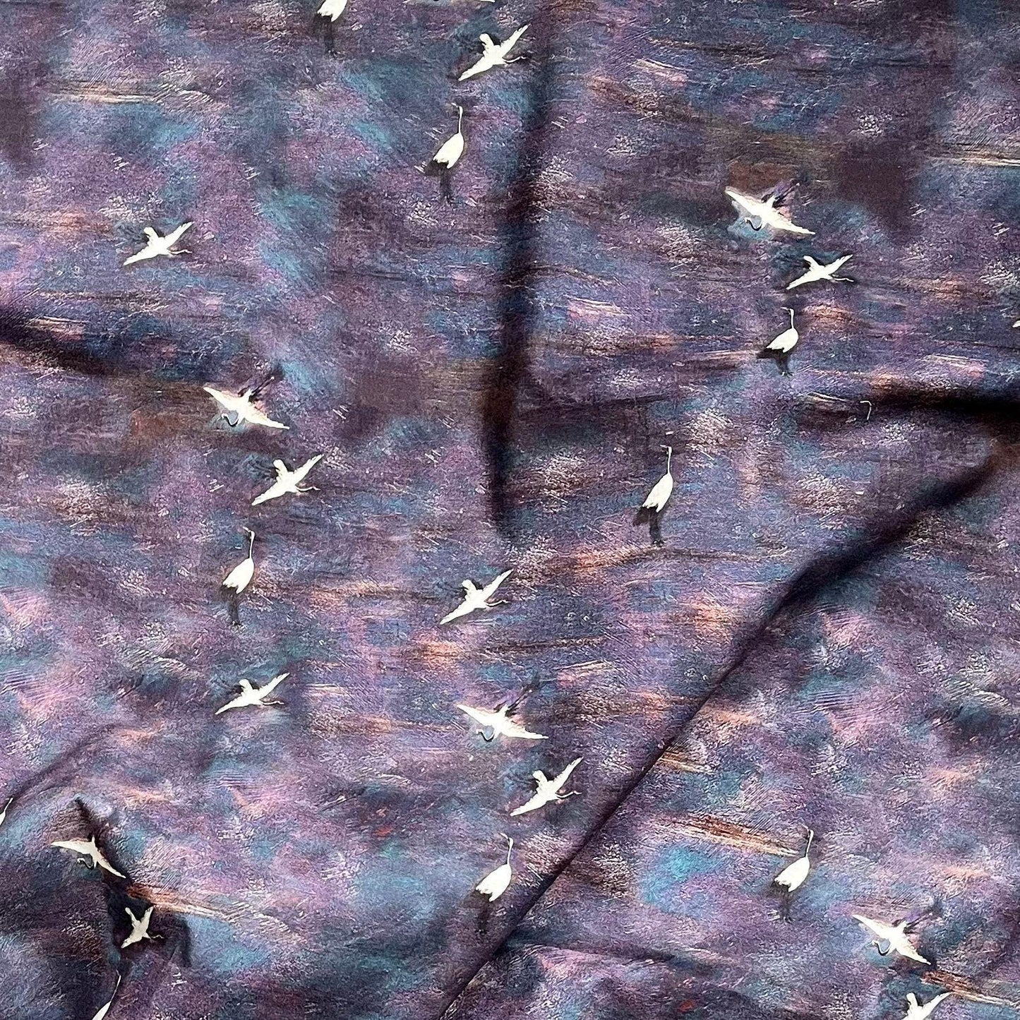 Crane Print Cotton Fabric: 59" Wide, Sewing & Upholstery
