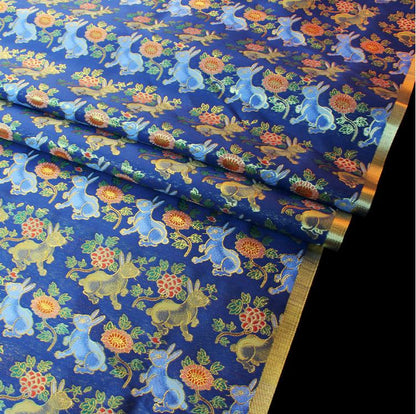 Silver Crane Brocade Fabric: 58"W Rayon Blend, Cheongsam Sewing