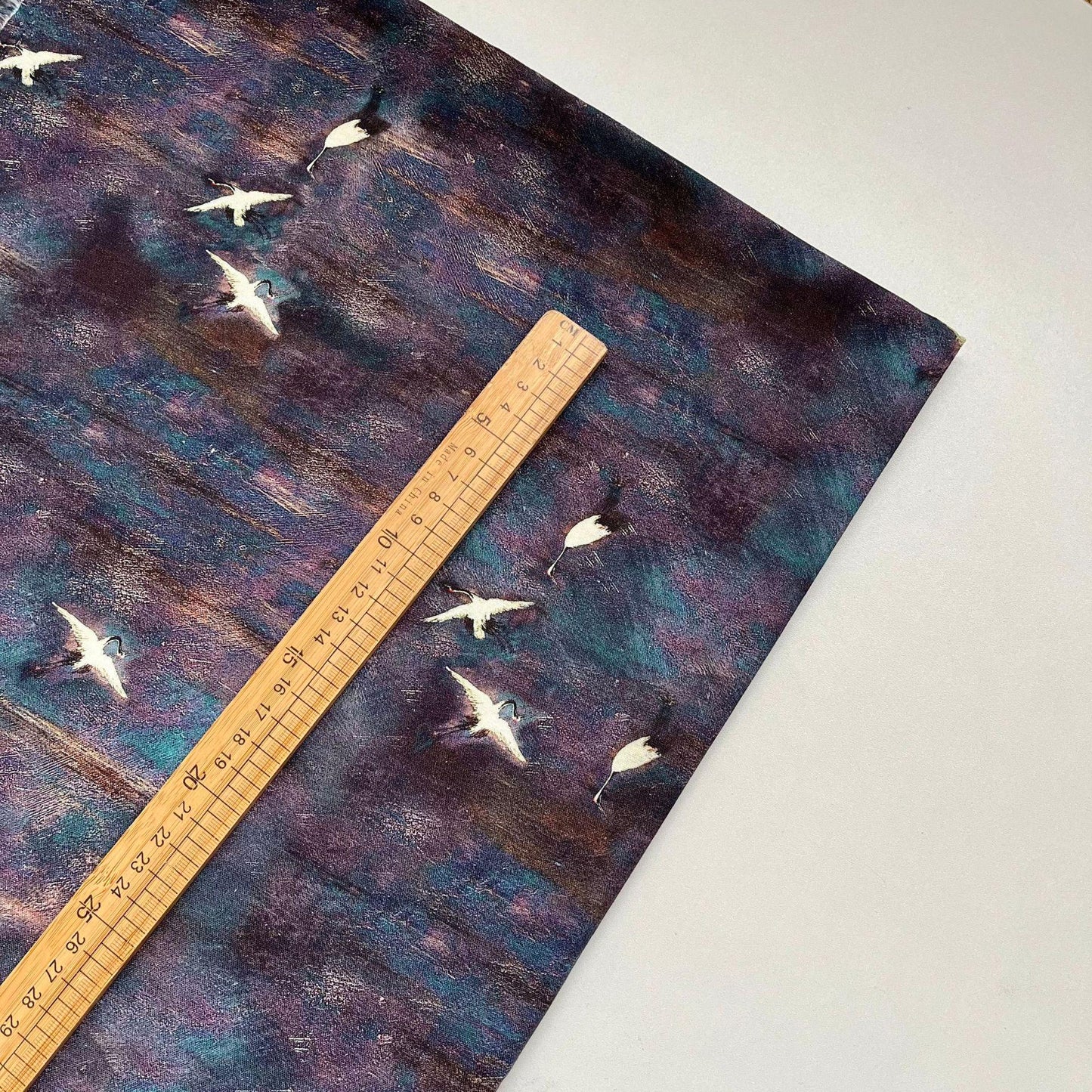 Crane Print Cotton Fabric: 59" Wide, Sewing & Upholstery