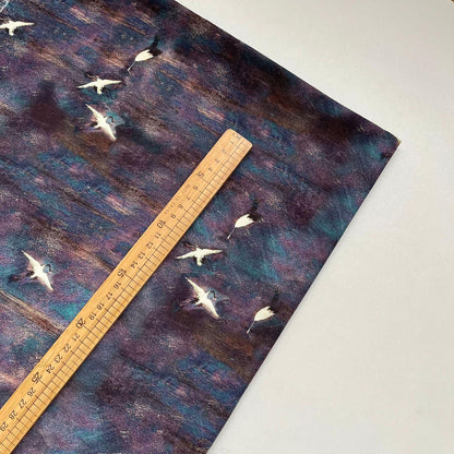 Crane Print Cotton Fabric: 59" Wide, Sewing & Upholstery