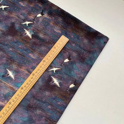 Crane Print Cotton Fabric: 59" Wide, Sewing & Upholstery