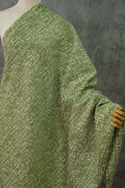 Green Abstract Jacquard Fabric, Cotton Polyester Blend, 59" Wide