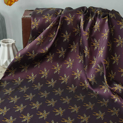 Plum Red Bee Jacquard Brocade Fabric – Asian Style, 63" Wide