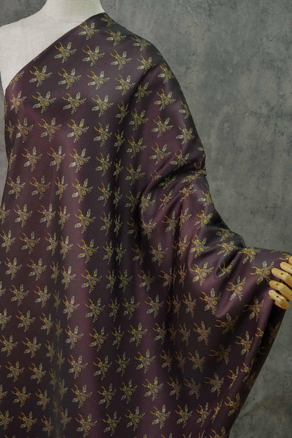 Plum Red Bee Jacquard Brocade Fabric – Asian Style, 63" Wide