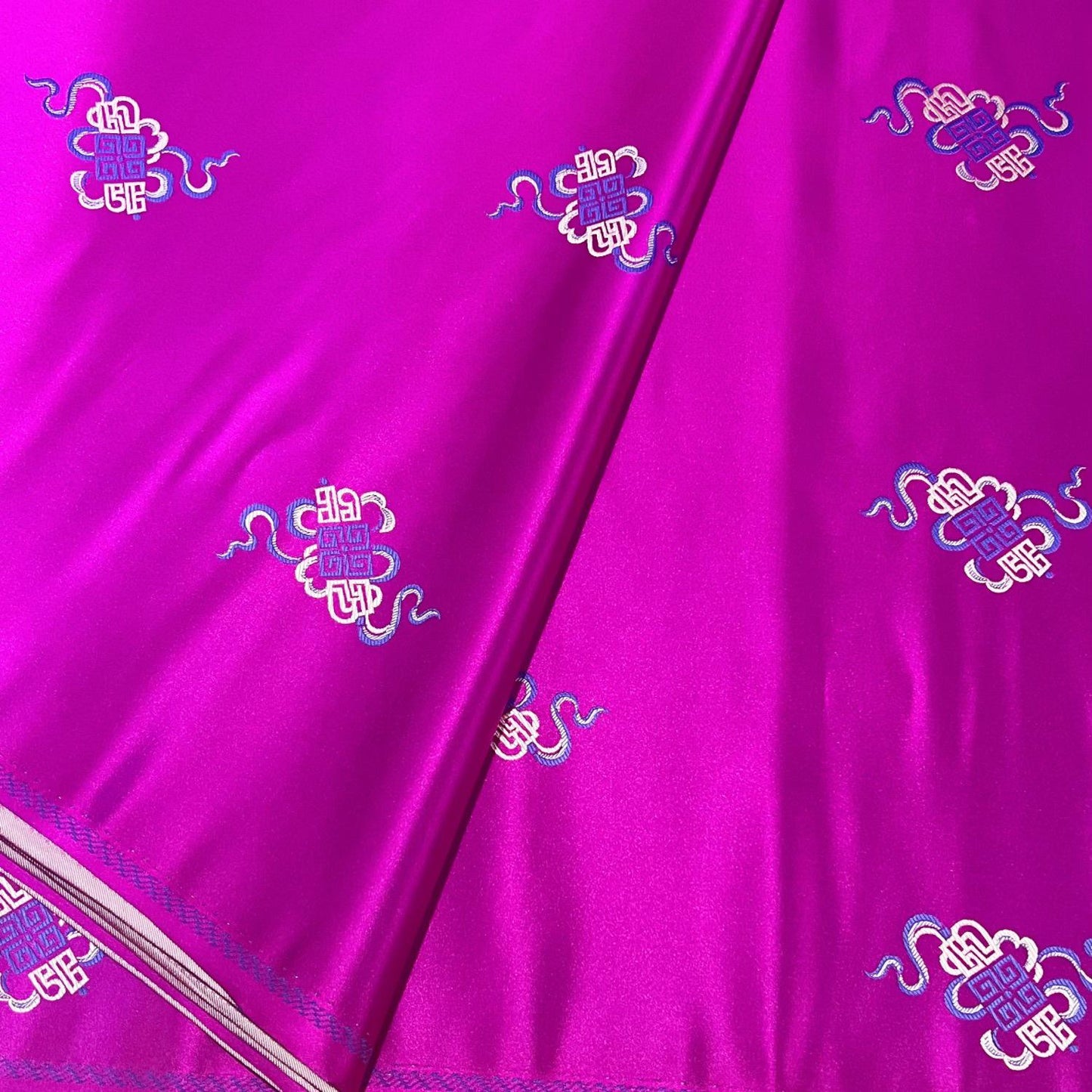 Chinese Brocade Fabric – Elegant Jacquard with 'Fu' Symbol, 29.5” Wide