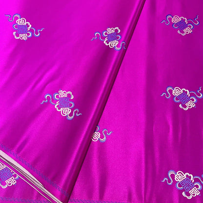 Chinese Brocade Fabric – Elegant Jacquard with 'Fu' Symbol, 29.5” Wide