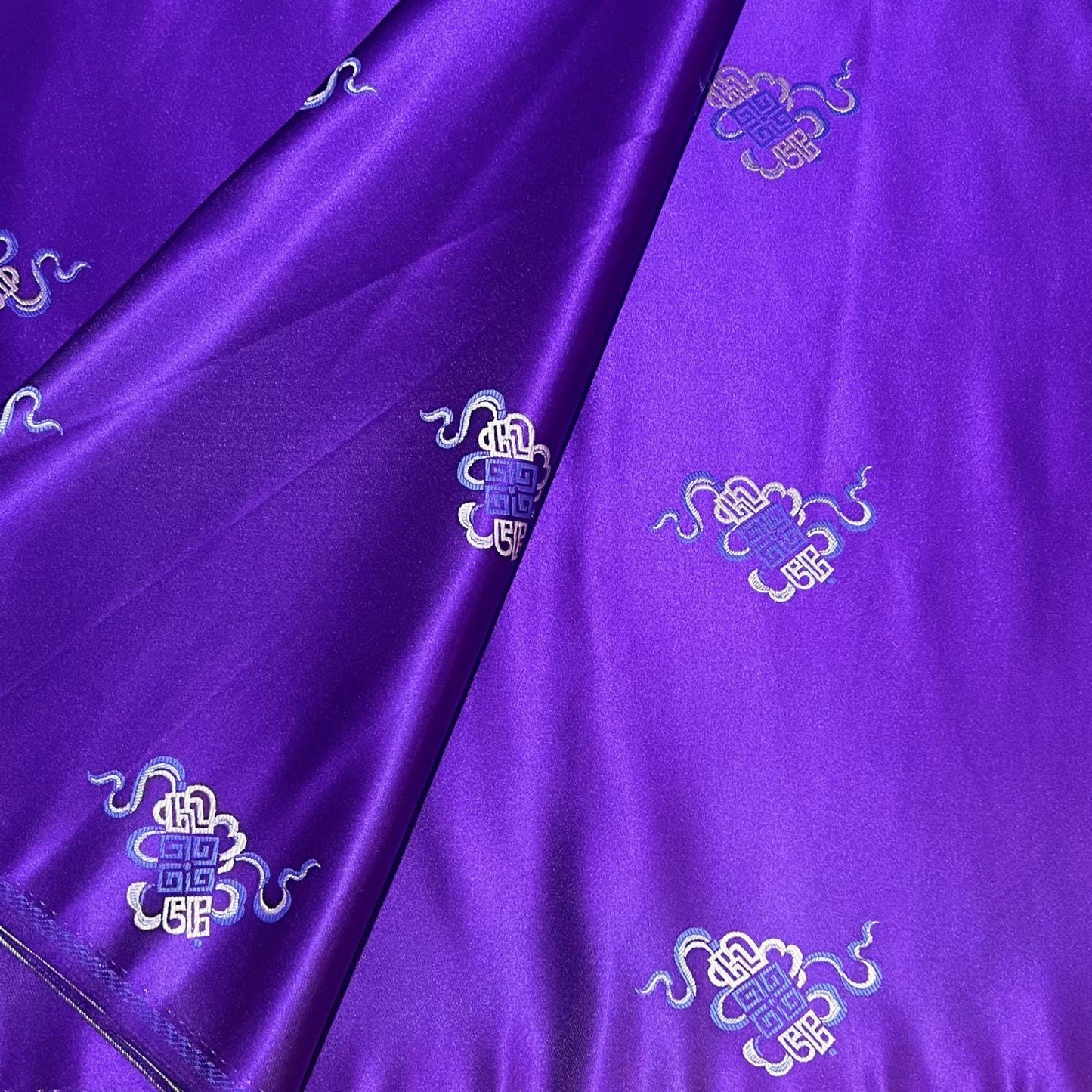 Chinese Brocade Fabric – Elegant Jacquard with 'Fu' Symbol, 29.5” Wide