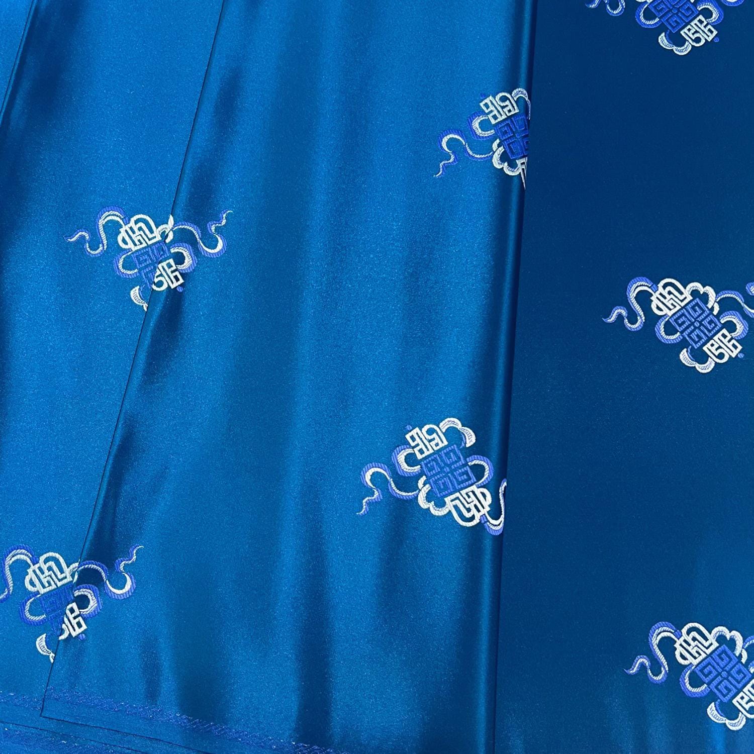 Chinese Brocade Fabric – Elegant Jacquard with 'Fu' Symbol, 29.5” Wide