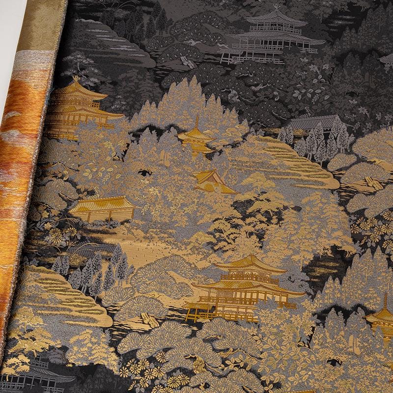 Nishijinori Jacquard Brocade Fabric: Japanese Floral Sewing Material, 59"Wide